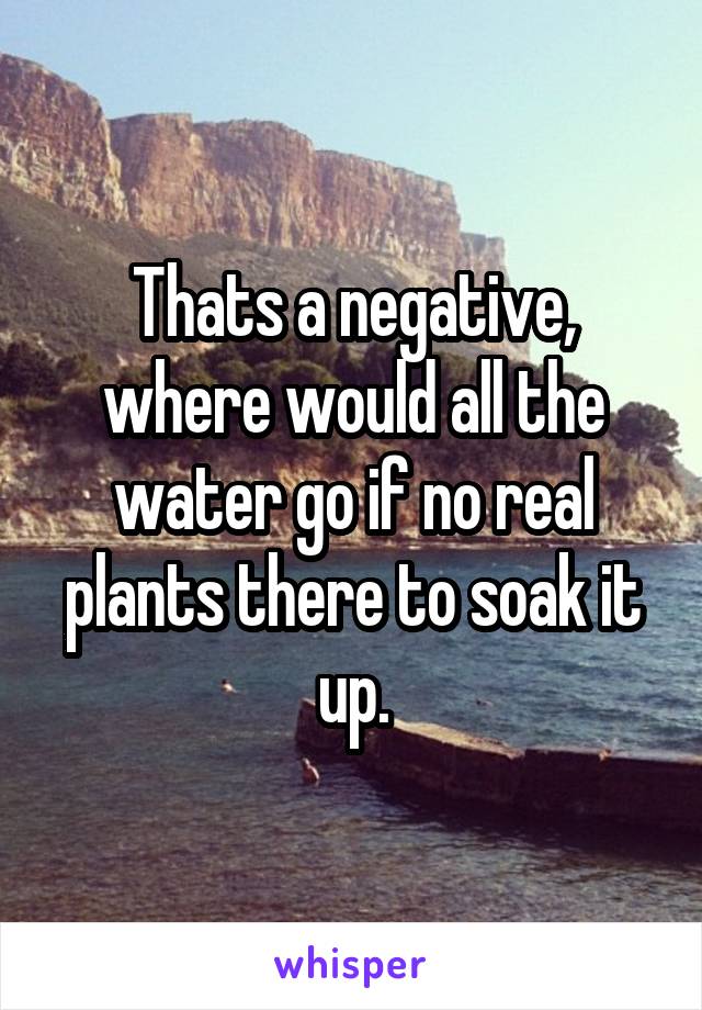 Thats a negative, where would all the water go if no real plants there to soak it up.