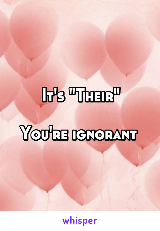 It's "Their"

You're ignorant 