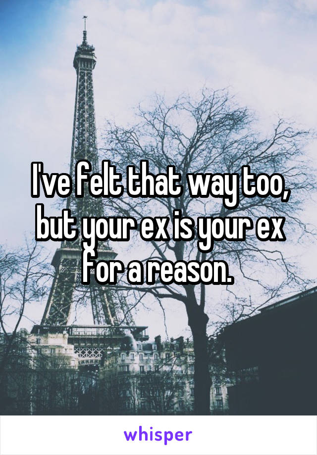 I've felt that way too, but your ex is your ex for a reason. 