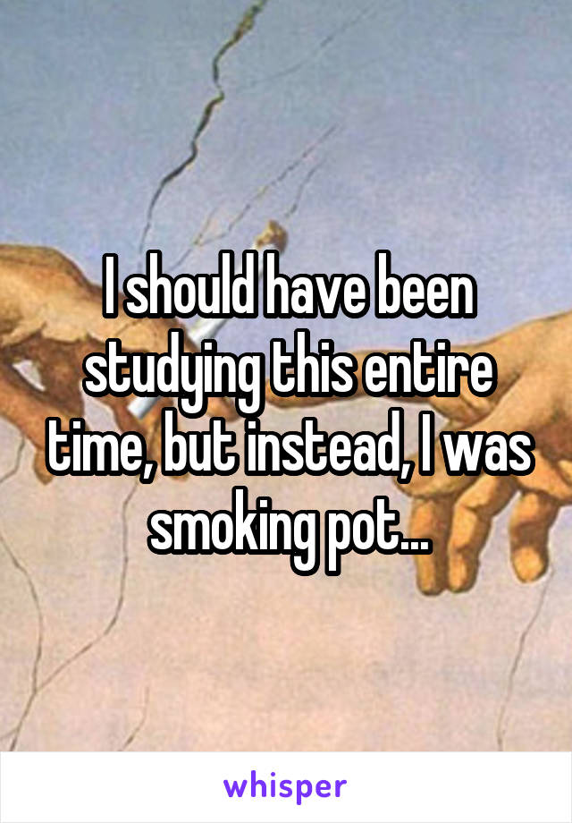 I should have been studying this entire time, but instead, I was smoking pot...