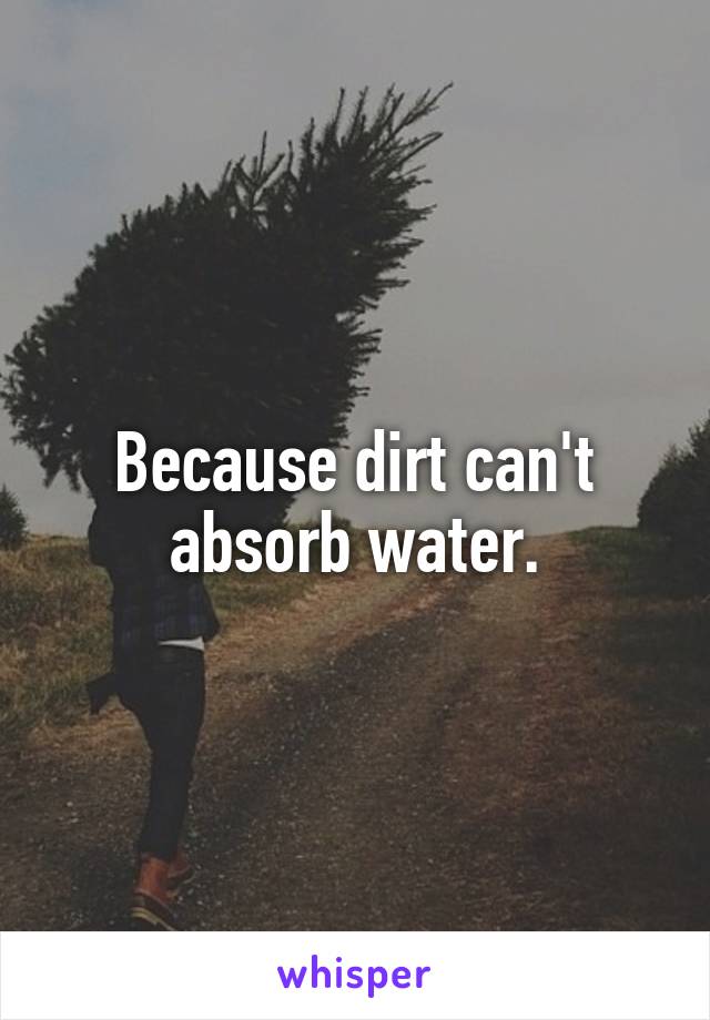 Because dirt can't absorb water.