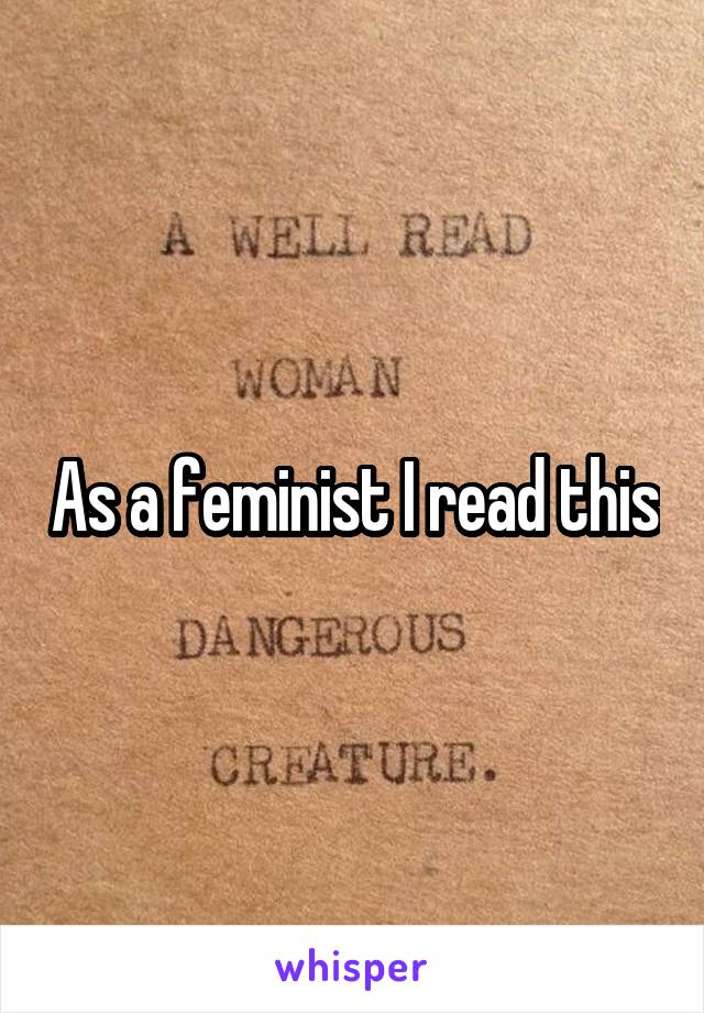 As a feminist I read this