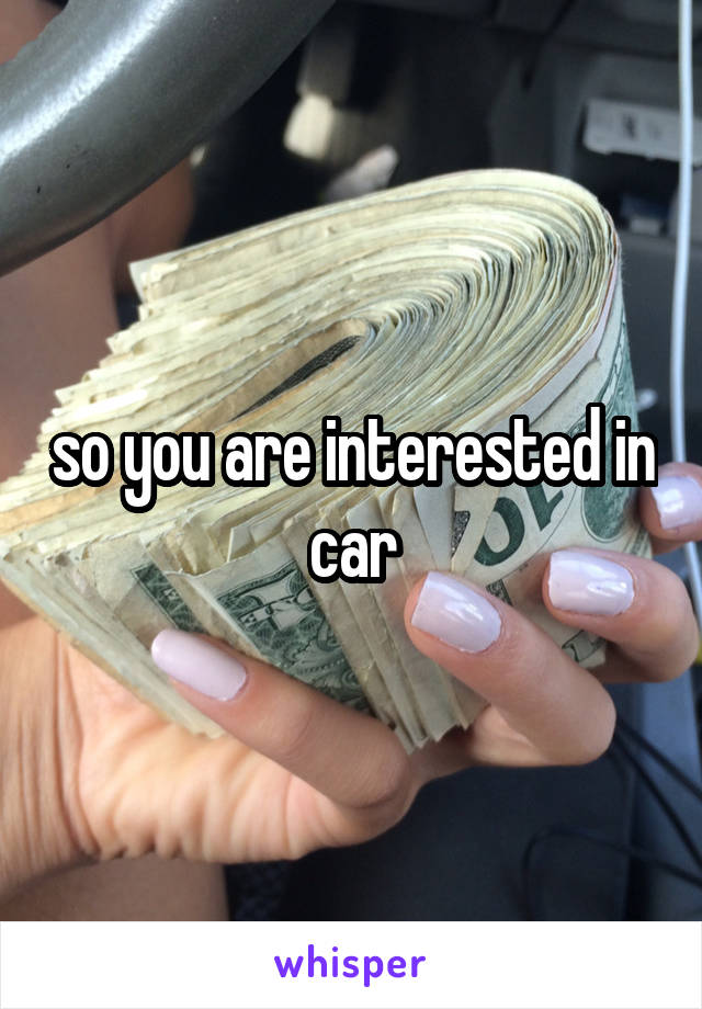 so you are interested in car