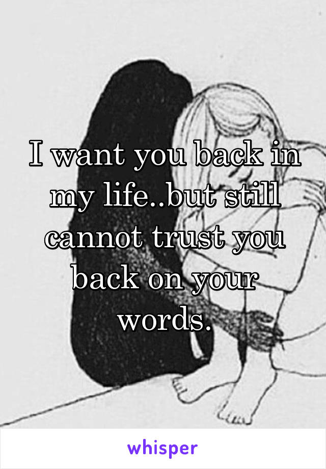 I want you back in my life..but still cannot trust you back on your words.