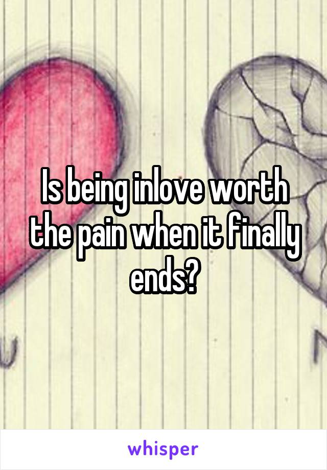 Is being inlove worth the pain when it finally ends?