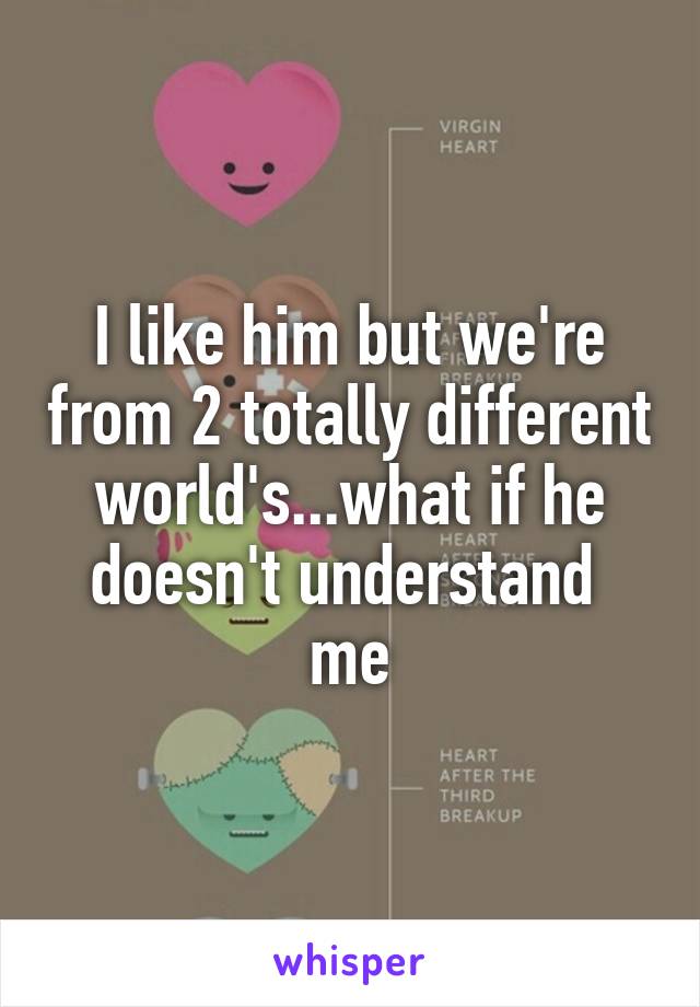 I like him but we're from 2 totally different world's...what if he doesn't understand  me