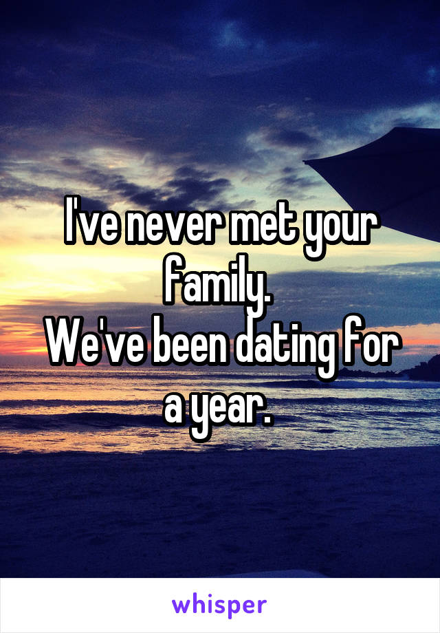 I've never met your family. 
We've been dating for a year. 