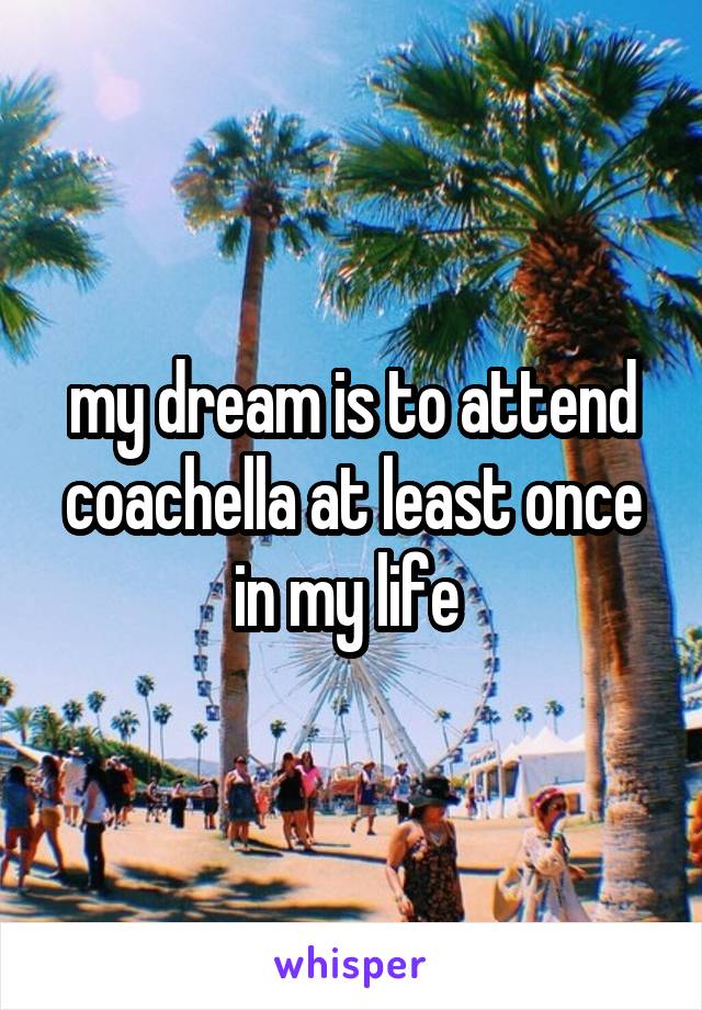 my dream is to attend coachella at least once in my life 