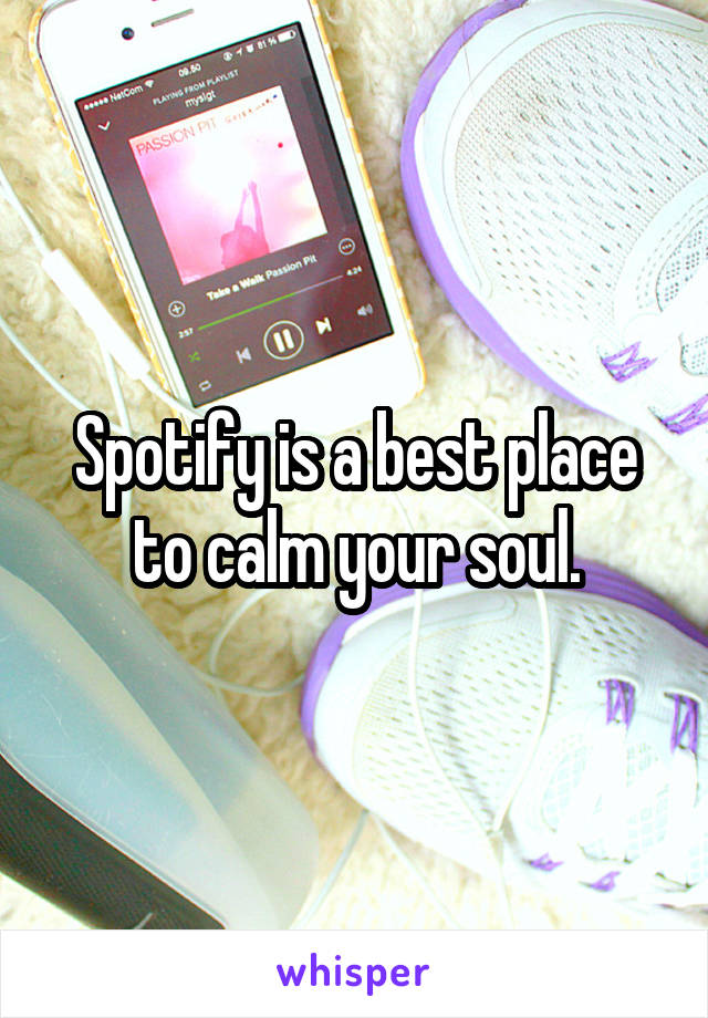 Spotify is a best place to calm your soul.