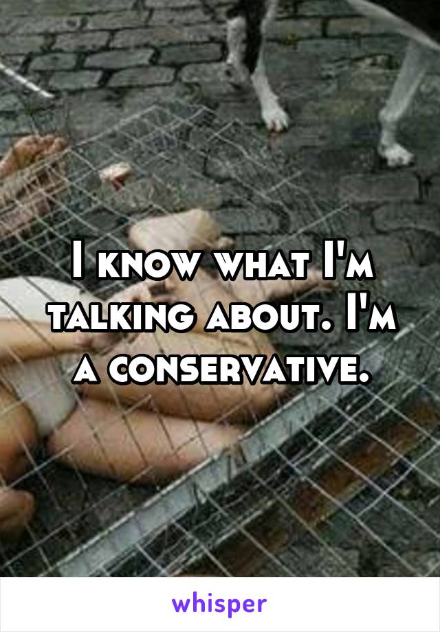 I know what I'm talking about. I'm a conservative.
