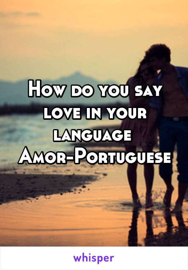 How do you say love in your language 
Amor-Portuguese 