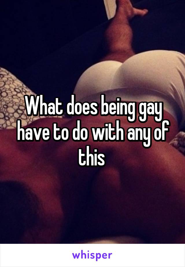 What does being gay have to do with any of this 