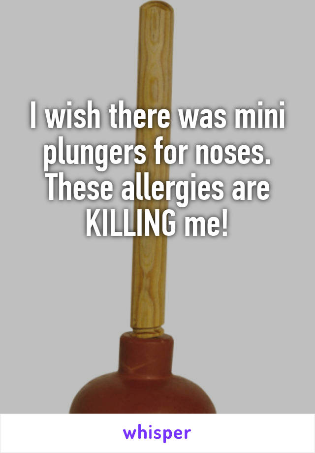 I wish there was mini plungers for noses. These allergies are KILLING me!


