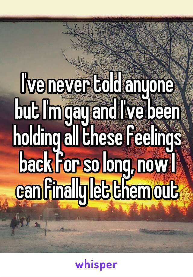 I've never told anyone but I'm gay and I've been holding all these feelings back for so long, now I can finally let them out