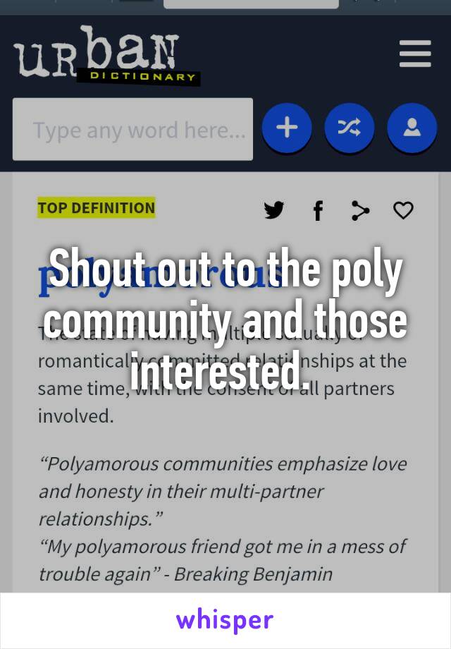 Shout out to the poly community and those interested. 