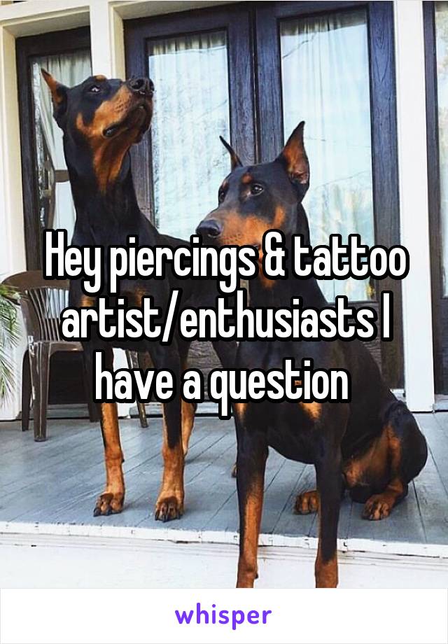 Hey piercings & tattoo artist/enthusiasts I have a question 