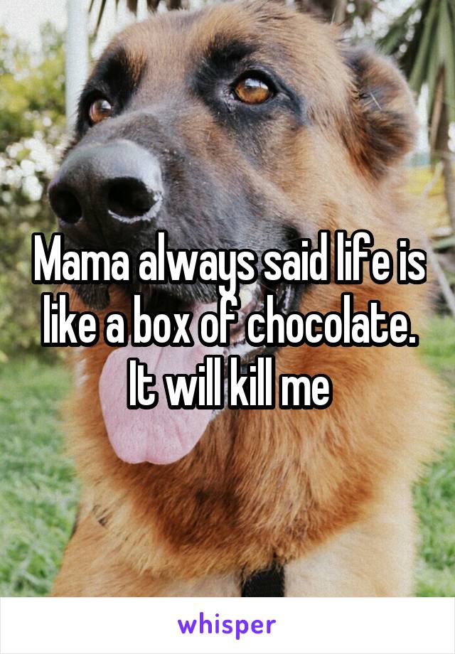 Mama always said life is like a box of chocolate. It will kill me