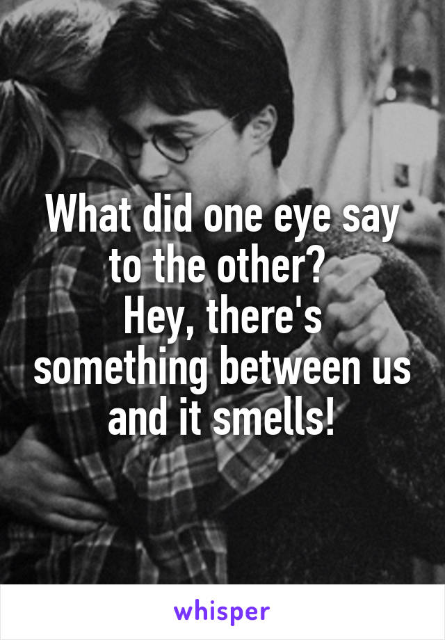What did one eye say to the other? 
Hey, there's something between us and it smells!