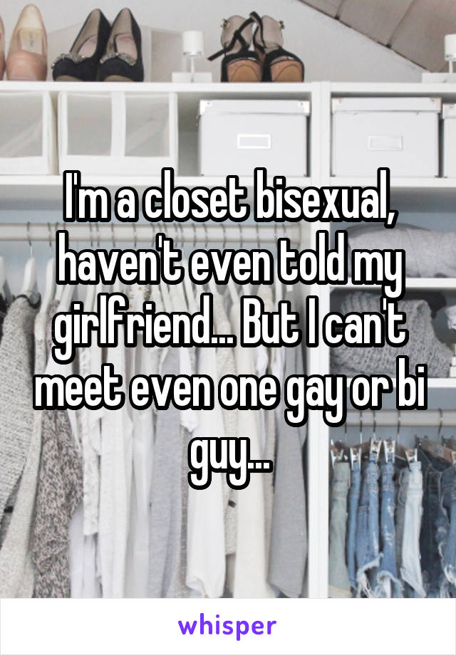 I'm a closet bisexual, haven't even told my girlfriend... But I can't meet even one gay or bi guy...