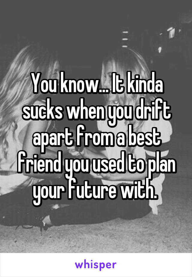 You know... It kinda sucks when you drift apart from a best friend you used to plan your future with. 
