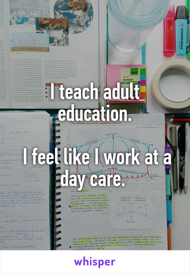I teach adult education.

 I feel like I work at a day care. 