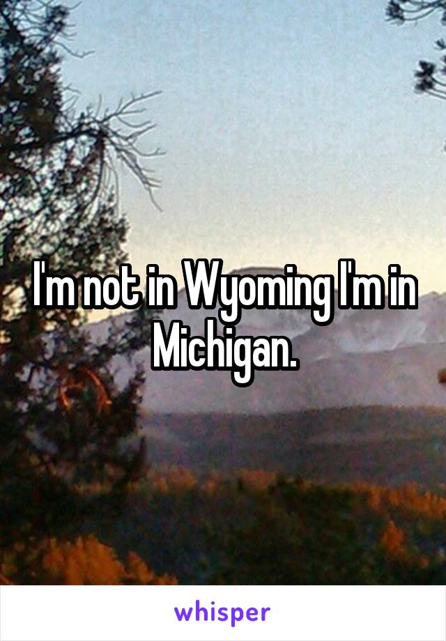 I'm not in Wyoming I'm in Michigan.