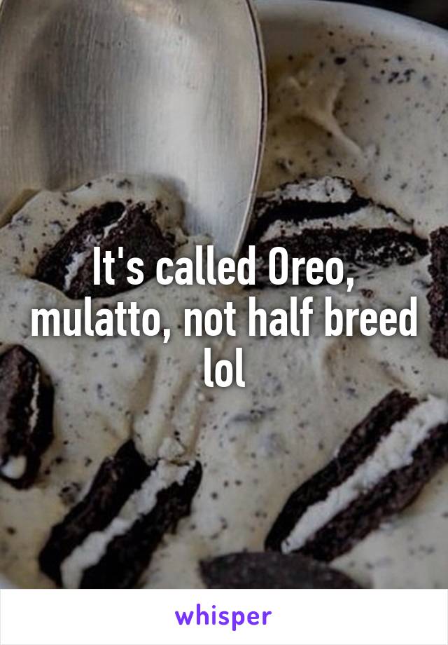 It's called Oreo, mulatto, not half breed lol