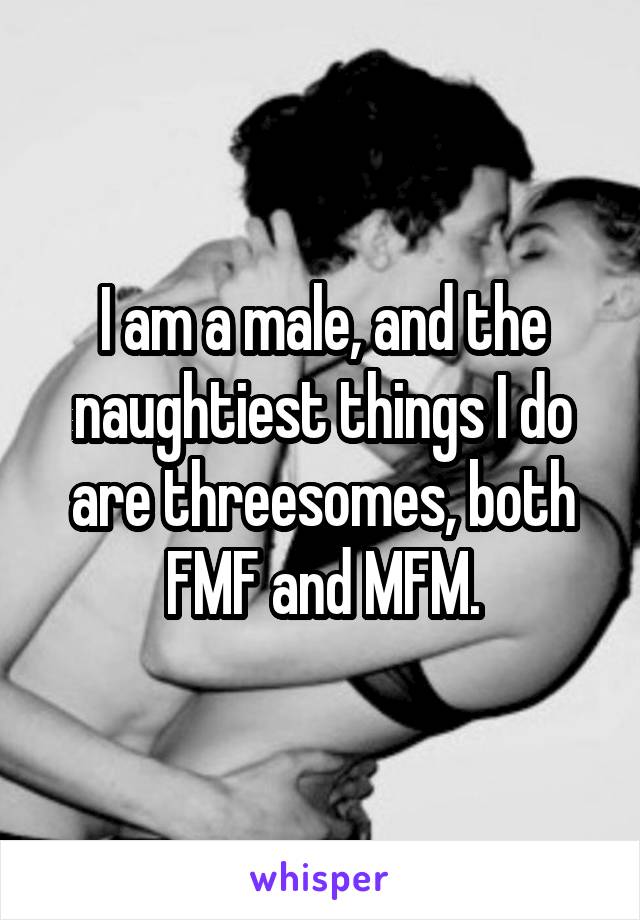 I am a male, and the naughtiest things I do are threesomes, both FMF and MFM.
