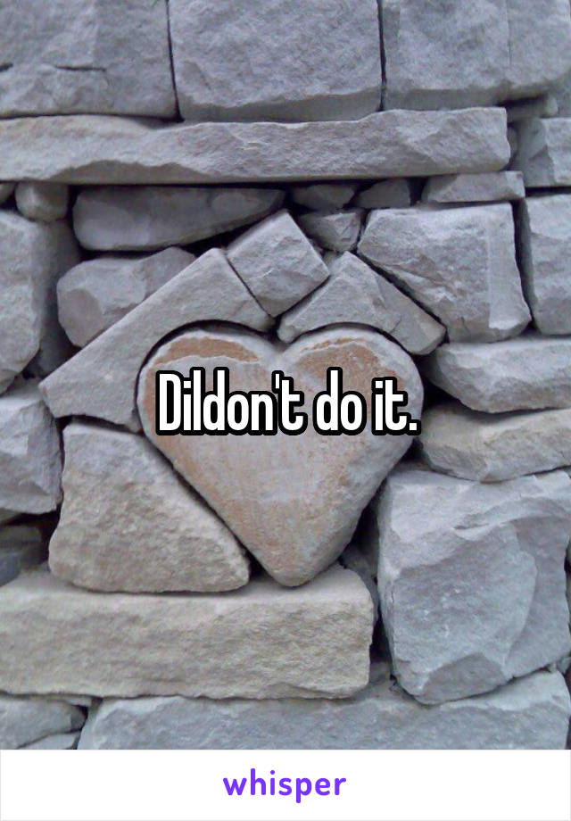 Dildon't do it.