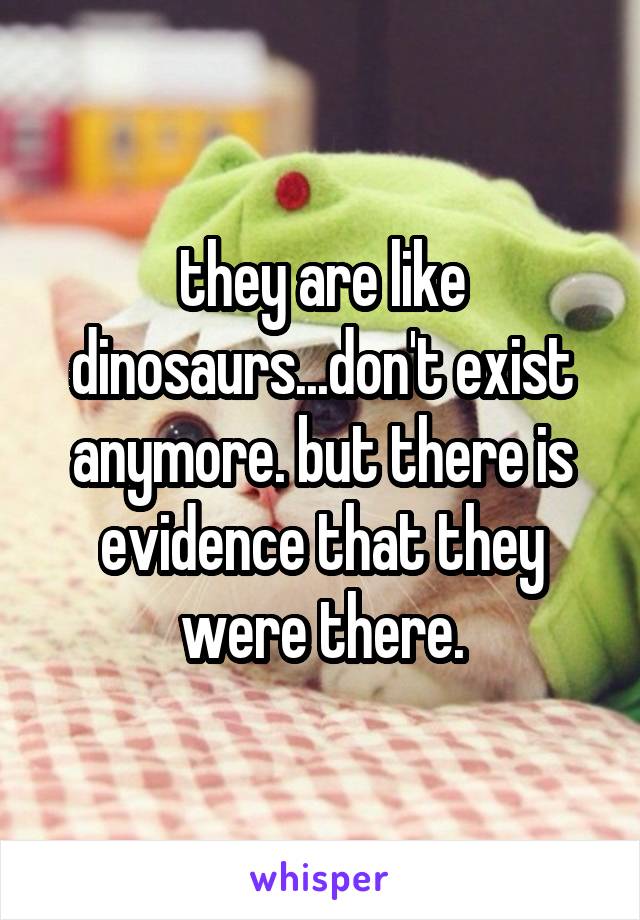 they are like dinosaurs...don't exist anymore. but there is evidence that they were there.