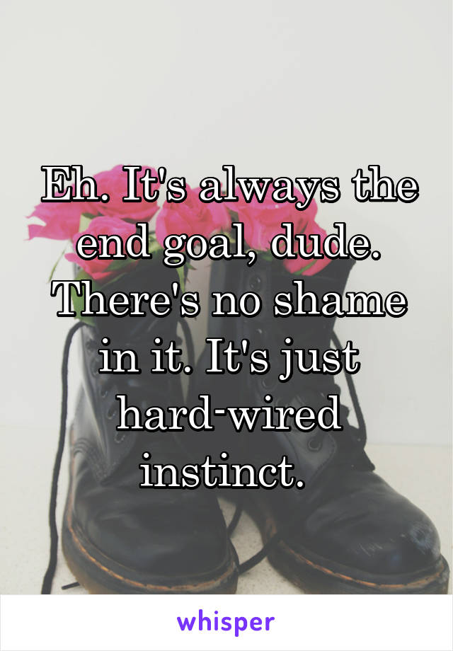 Eh. It's always the end goal, dude. There's no shame in it. It's just hard-wired instinct. 