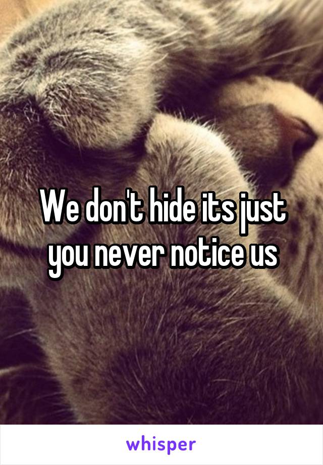 We don't hide its just you never notice us