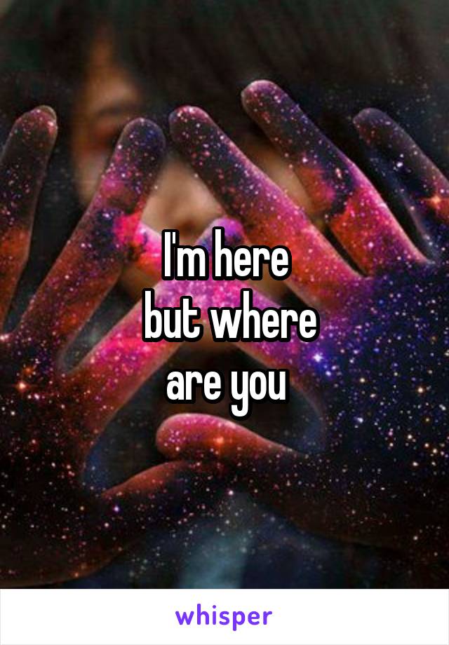 I'm here
 but where
are you