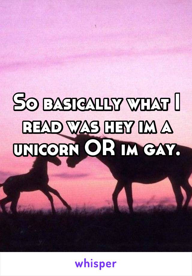 So basically what I read was hey im a unicorn OR im gay. 