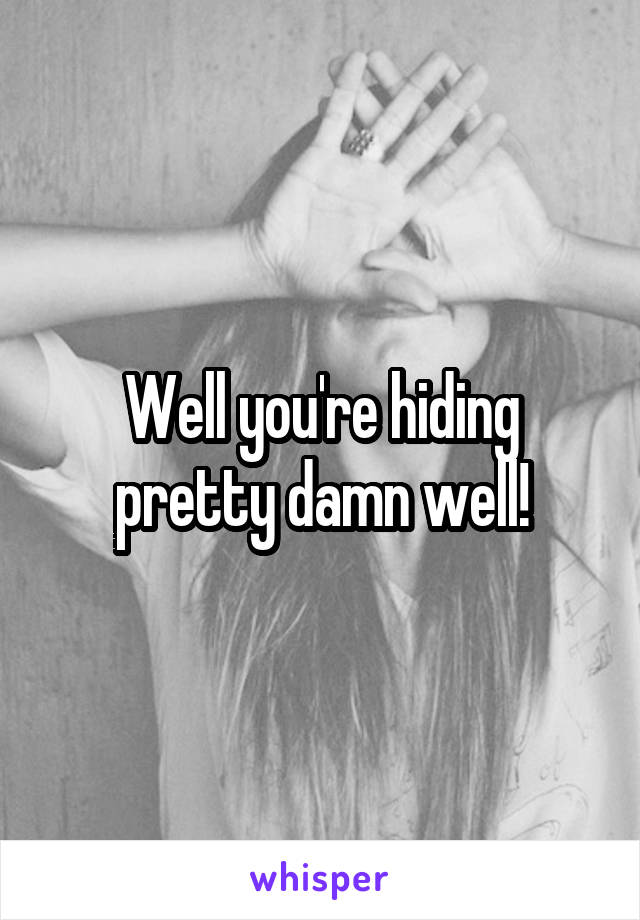 Well you're hiding pretty damn well!