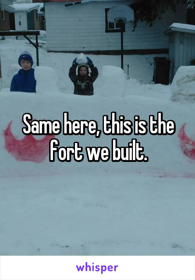 Same here, this is the fort we built.