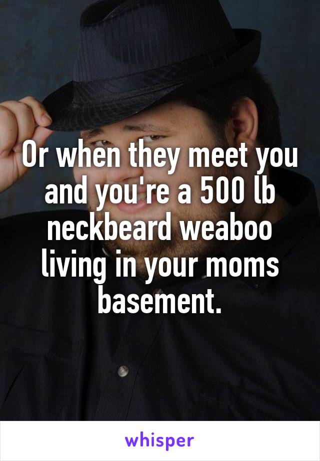 Or when they meet you and you're a 500 lb neckbeard weaboo living in your moms basement.