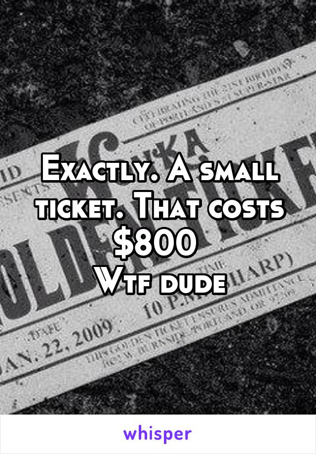 Exactly. A small ticket. That costs $800 
Wtf dude