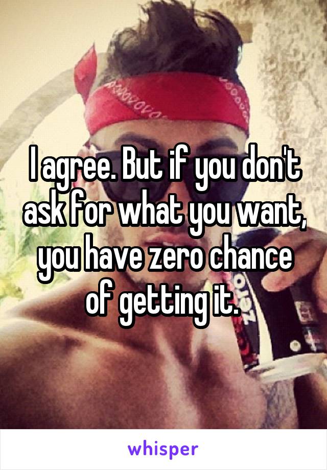 I agree. But if you don't ask for what you want, you have zero chance of getting it. 