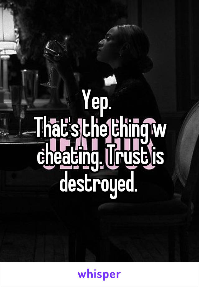 Yep.  
That's the thing w cheating. Trust is destroyed. 