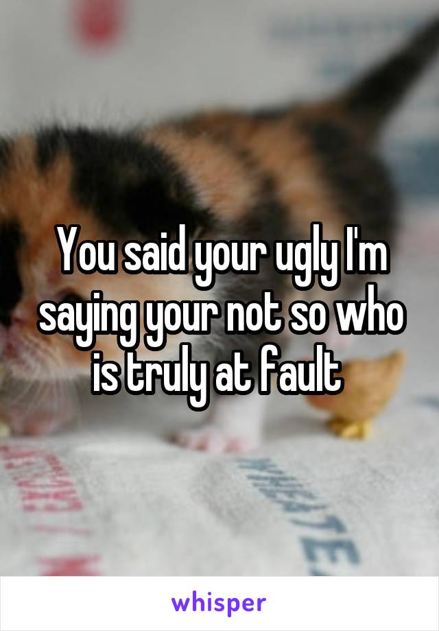 You said your ugly I'm saying your not so who is truly at fault 