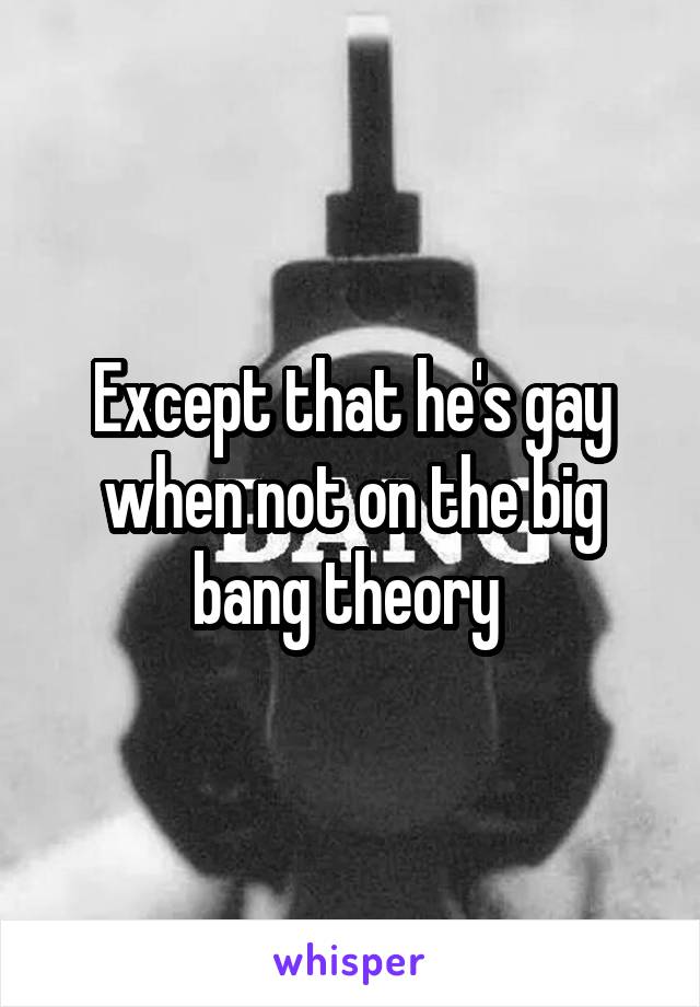 Except that he's gay when not on the big bang theory 