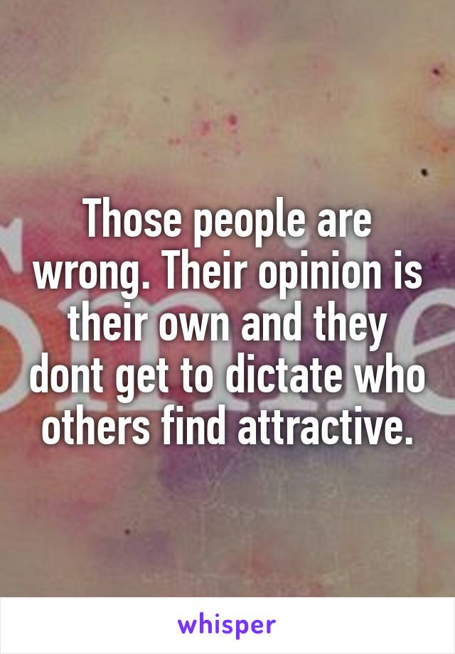 Those people are wrong. Their opinion is their own and they dont get to dictate who others find attractive.