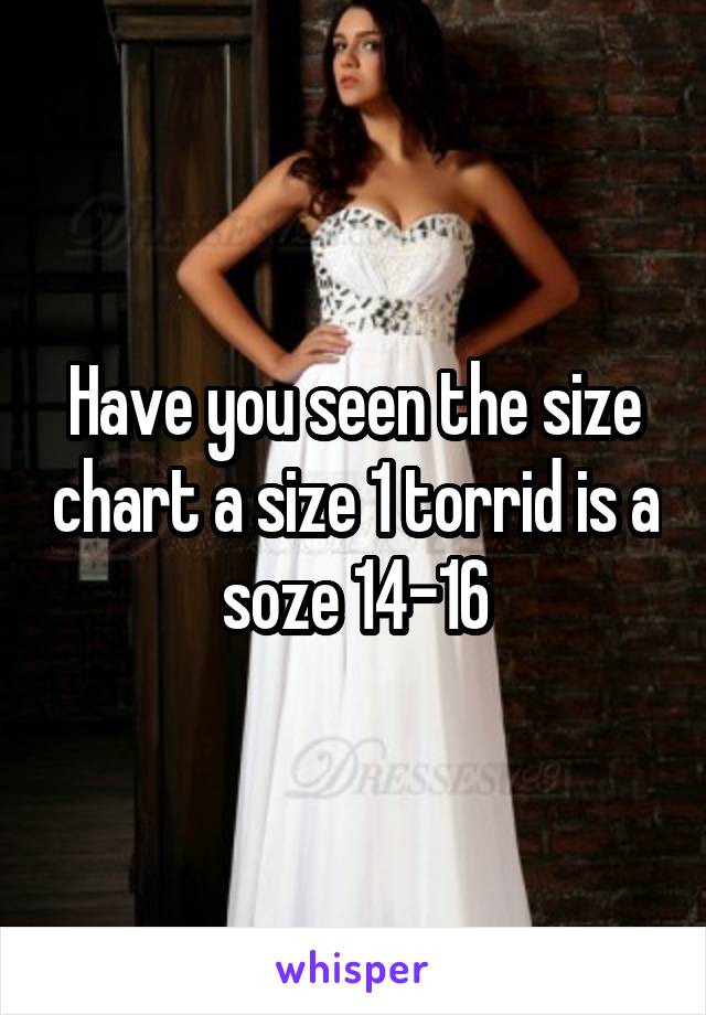 Have you seen the size chart a size 1 torrid is a soze 14-16