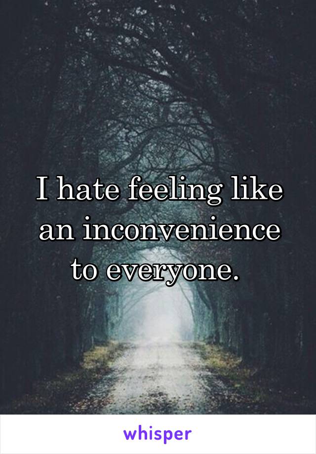 I hate feeling like an inconvenience to everyone. 