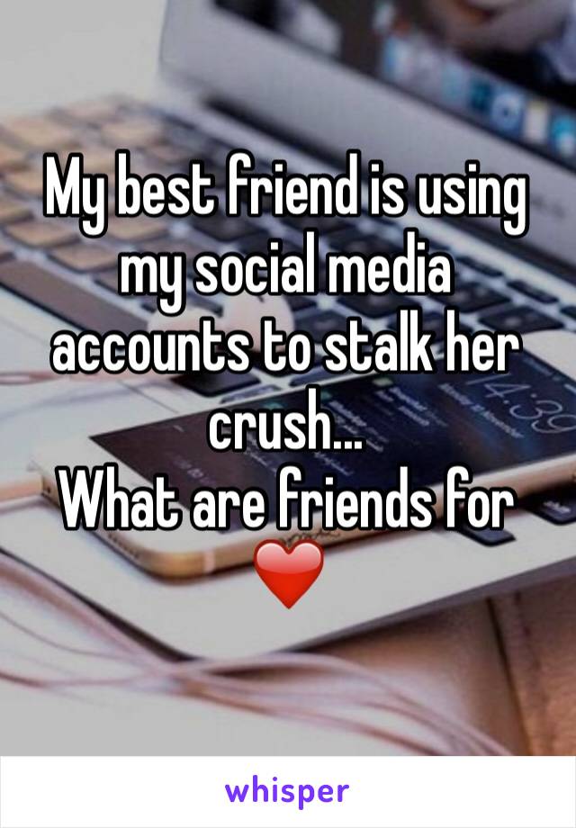 My best friend is using my social media accounts to stalk her crush...
What are friends for ❤️
