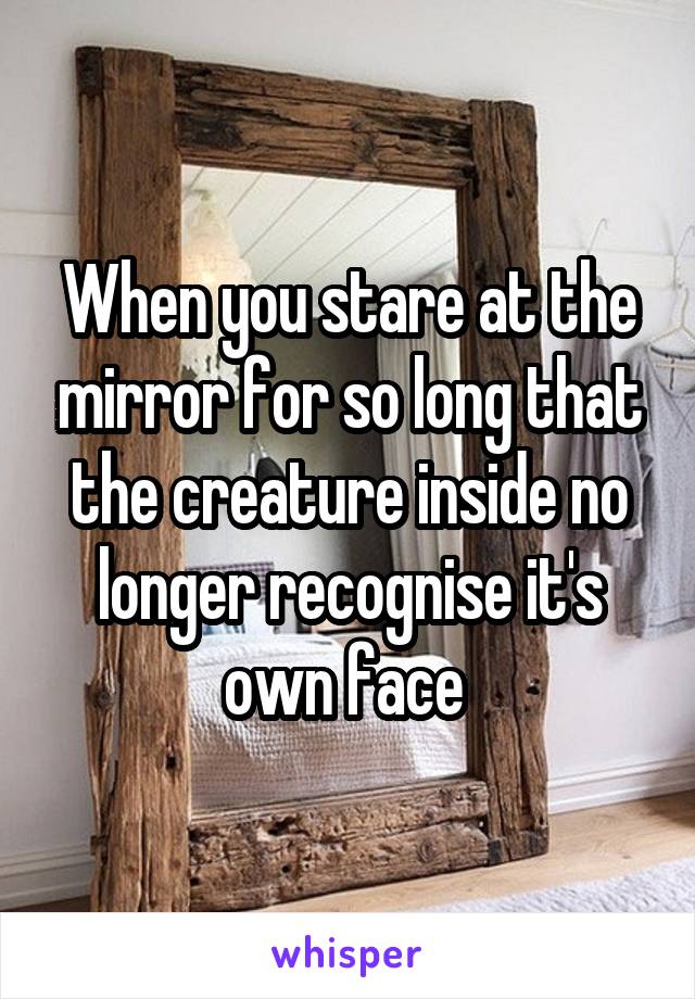 When you stare at the mirror for so long that the creature inside no longer recognise it's own face 