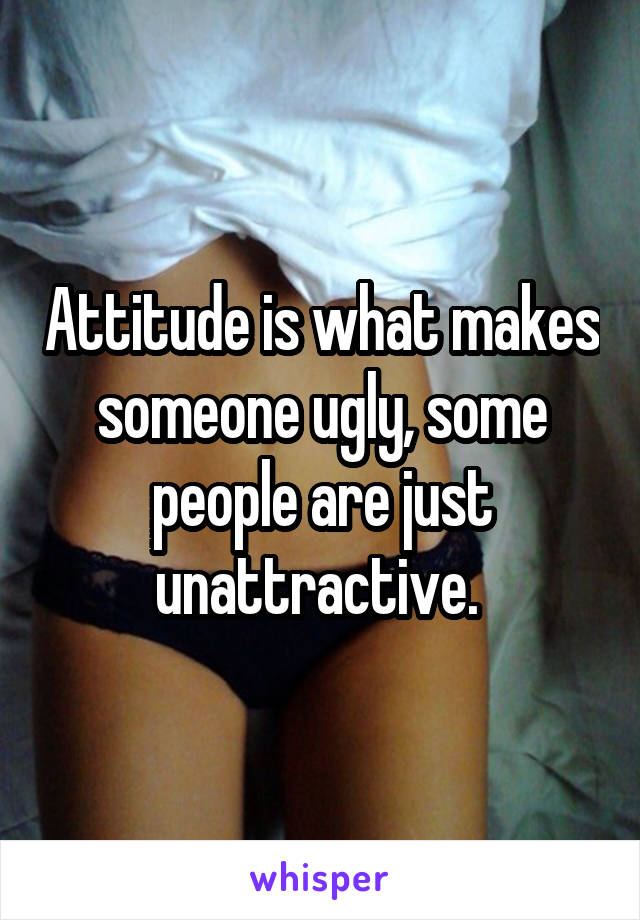 Attitude is what makes someone ugly, some people are just unattractive. 