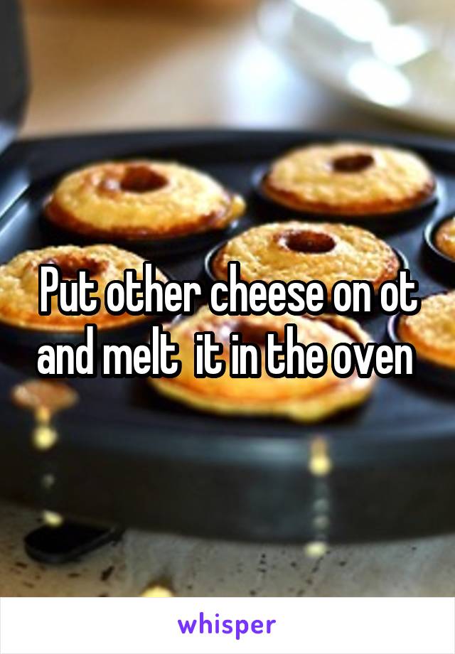 Put other cheese on ot and melt  it in the oven 