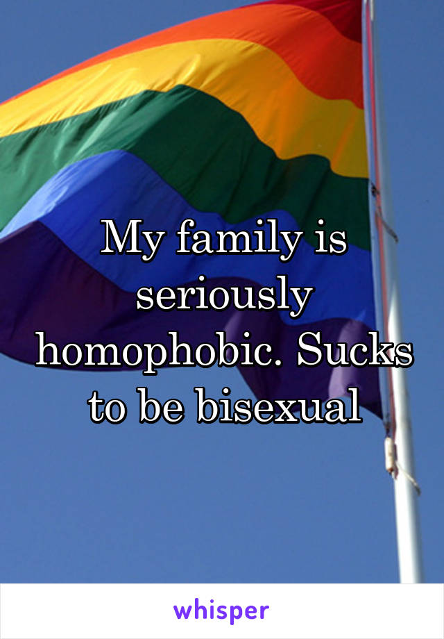 My family is seriously homophobic. Sucks to be bisexual